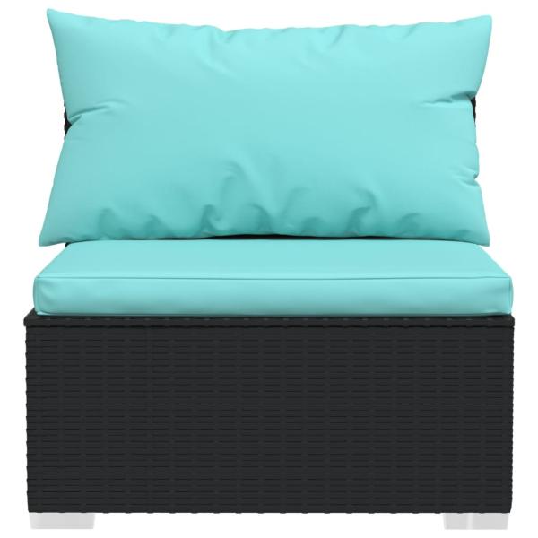 14-tlg. Garten-Lounge-Set mit Kissen Schwarz Poly Rattan
