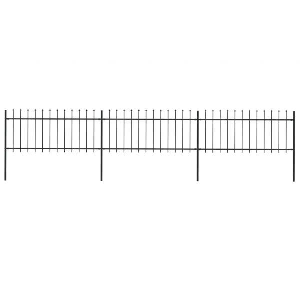 ARDEBO.de - Gartenzaun mit Speerspitzen Stahl 5,1 x 0,8 m Schwarz