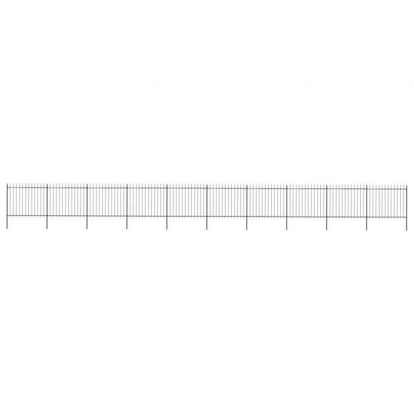 ARDEBO.de - Gartenzaun mit Speerspitzen Stahl 17 x 1,5 m Schwarz