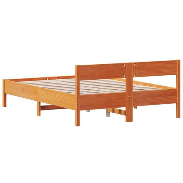 Massivholzbett ohne Matratze Wachsbraun 120x200 cm Kiefernholz