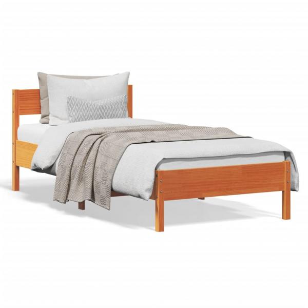 ARDEBO.de - Massivholzbett ohne Matratze Wachsbraun 90x190 cm Kiefernholz