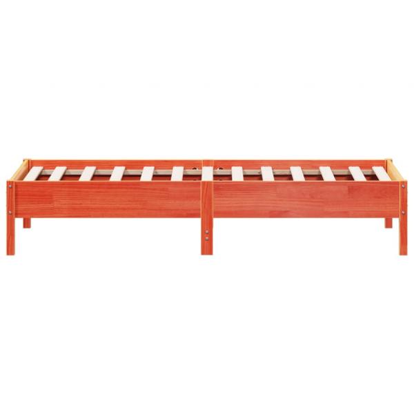Massivholzbett ohne Matratze Wachsbraun 90x190 cm Kiefernholz