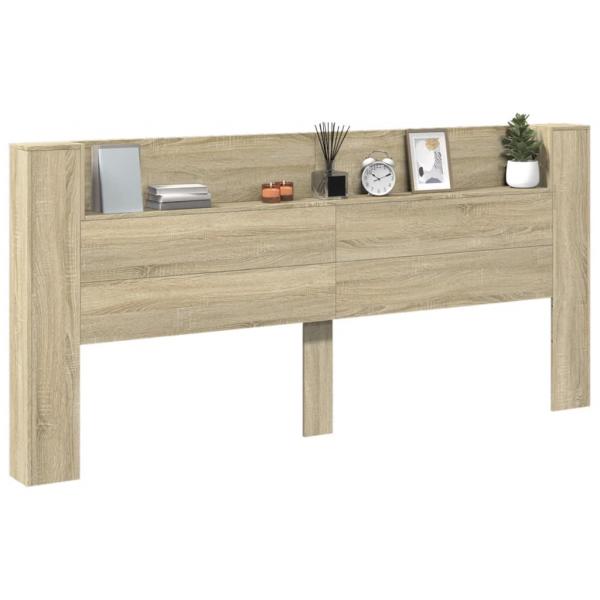 LED-Kopfteil mit Ablagen Sonoma-Eiche 220x16,5x103,5 cm