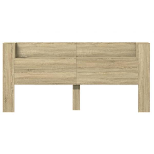LED-Kopfteil mit Ablagen Sonoma-Eiche 220x16,5x103,5 cm