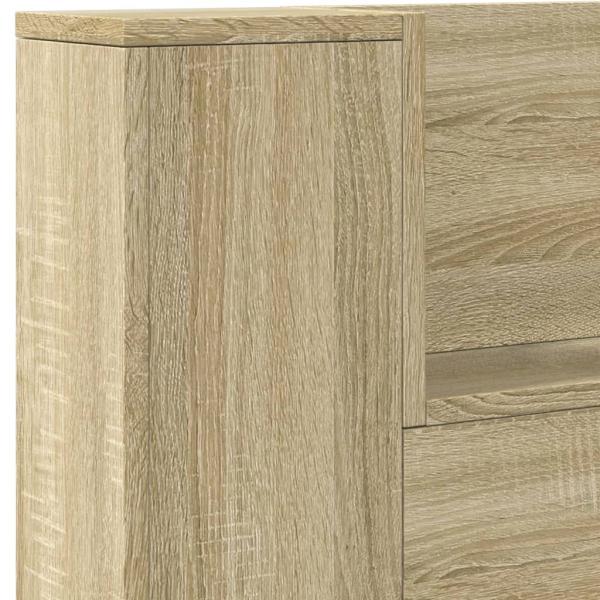 LED-Kopfteil mit Ablagen Sonoma-Eiche 220x16,5x103,5 cm