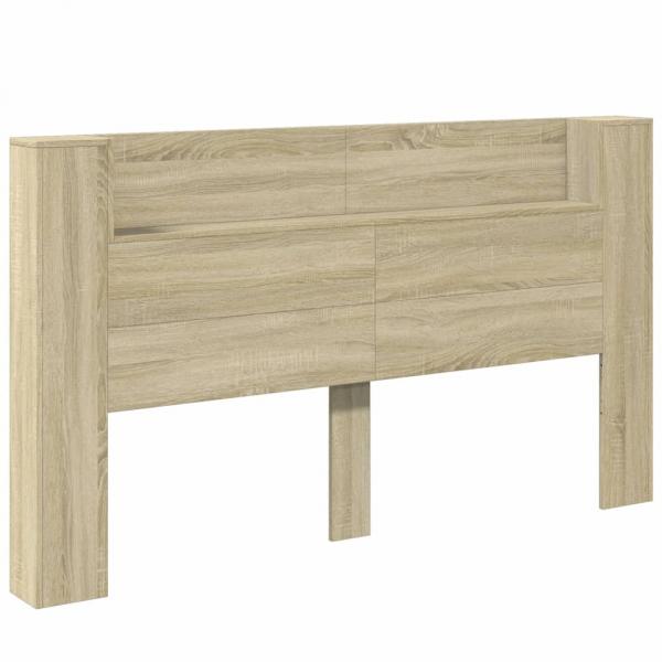 LED-Kopfteil mit Ablagen Sonoma-Eiche 180x16,5x103,5 cm