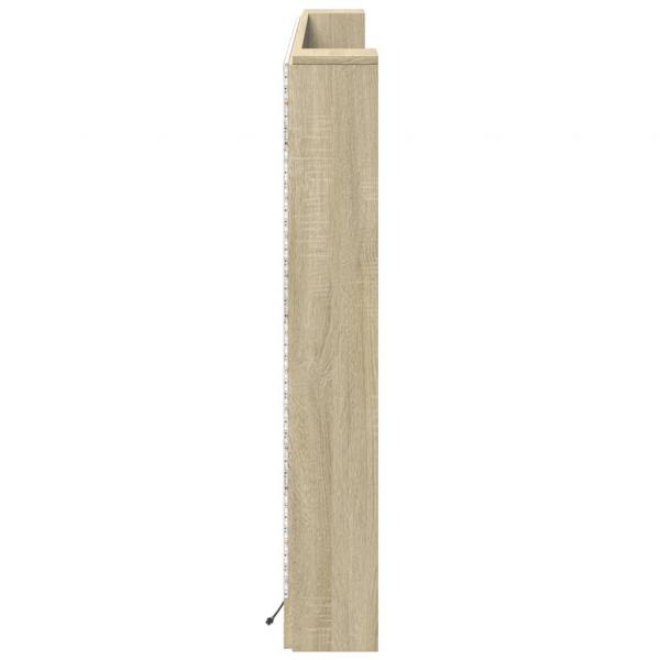 LED-Kopfteil mit Ablagen Sonoma-Eiche 180x16,5x103,5 cm
