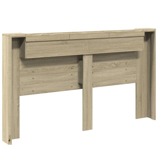 LED-Kopfteil mit Ablagen Sonoma-Eiche 180x16,5x103,5 cm