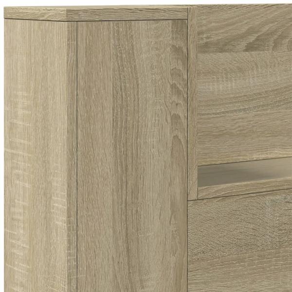 LED-Kopfteil mit Ablagen Sonoma-Eiche 180x16,5x103,5 cm