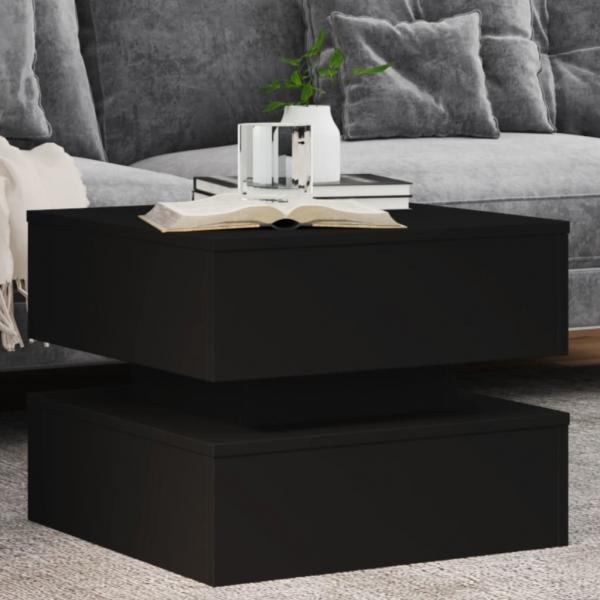 ARDEBO.de - Couchtisch mit LED-Leuchten Schwarz 50x50x40 cm