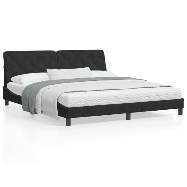 ARDEBO.de - Bettgestell mit LED-Leuchten Schwarz 180x200 cm Samt
