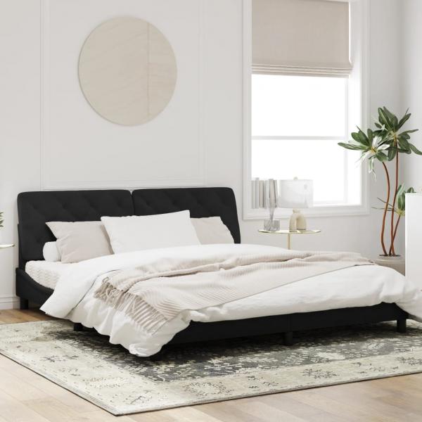Bettgestell mit LED-Leuchten Schwarz 180x200 cm Samt