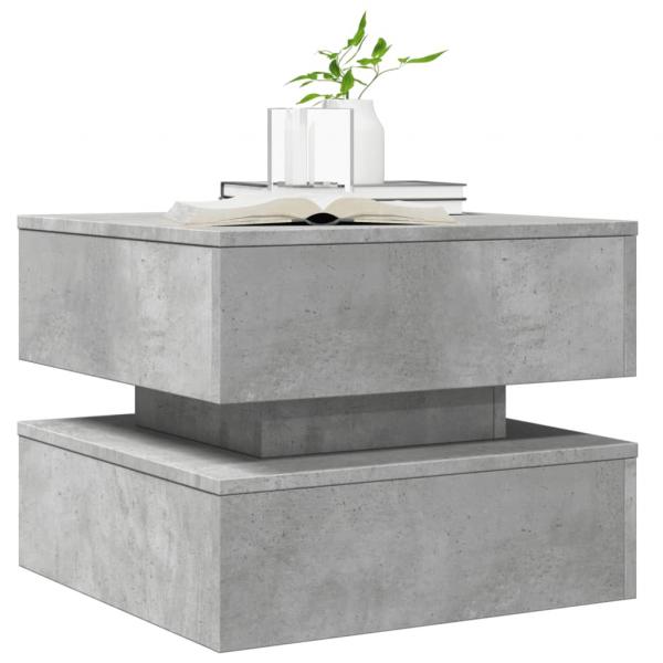 Couchtisch mit LED-Leuchten Betongrau 50x50x40 cm