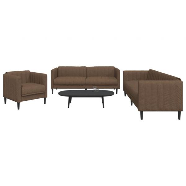 ARDEBO.de - 3-tlg. Sofagarnitur Braun Stoff
