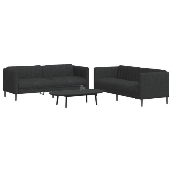 ARDEBO.de - 2-tlg. Sofagarnitur Schwarz Stoff