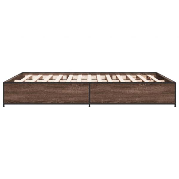 Bettgestell Braun Eichen-Optik 150x200 cm Holzwerkstoff Metall