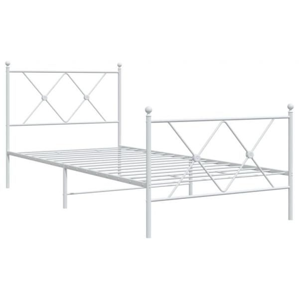 Bettgestell mit Kopf- und Fußteil Metall Weiß 90x190 cm