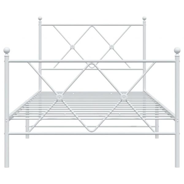 Bettgestell mit Kopf- und Fußteil Metall Weiß 90x190 cm