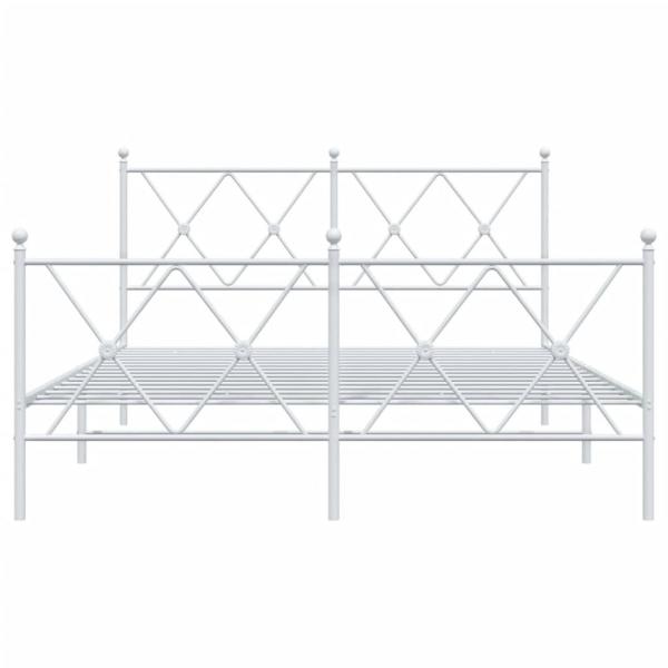 Bettgestell mit Kopf- und Fußteil Metall Weiß 137x190 cm