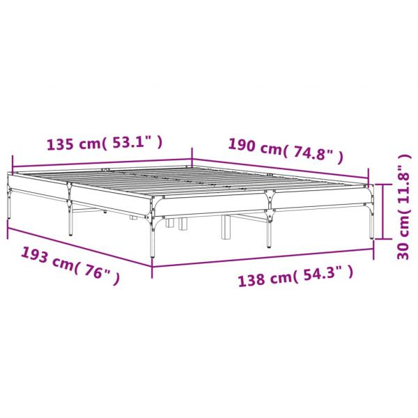 Bettgestell Schwarz 135x190 cm Holzwerkstoff und Metall