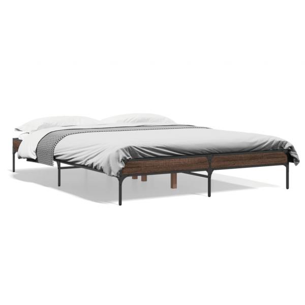 ARDEBO.de - Bettgestell Braun Eichen-Optik 140x200 cm Holzwerkstoff Metall
