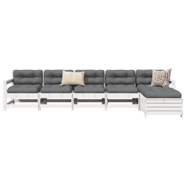 ARDEBO.de - 6-tlg. Garten-Sofagarnitur Weiß Massivholz Kiefer