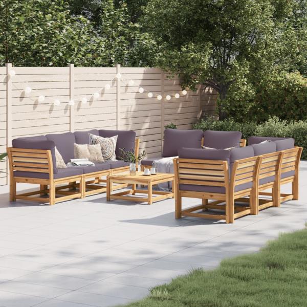 ARDEBO.de - 9-tlg. Garten-Lounge-Set mit Kissen Massivholz Akazie