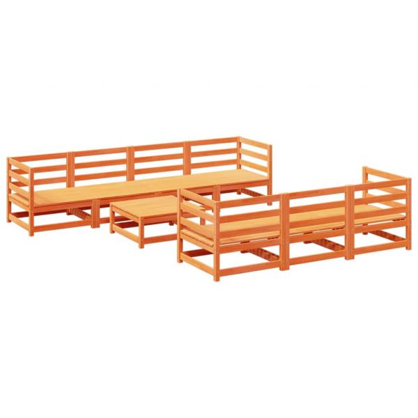 8-tlg. Garten-Sofagarnitur Wachsbraun Massivholz Kiefer