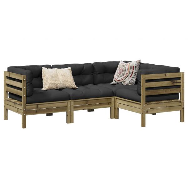 ARDEBO.de - 4-tlg. Garten-Sofagarnitur mit Kissen Kiefernholz Imprägniert