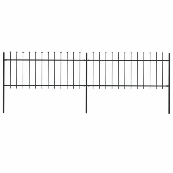 Gartenzaun mit Speerspitzen Stahl 3,4 x 0,8 m Schwarz