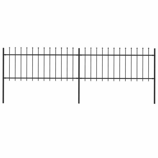 Gartenzaun mit Speerspitzen Stahl 3,4 x 0,8 m Schwarz