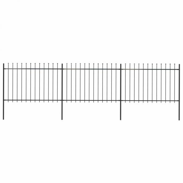 ARDEBO.de - Gartenzaun mit Speerspitzen Stahl 5,1 x 1,2 m Schwarz