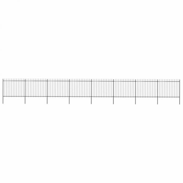 ARDEBO.de - Gartenzaun mit Speerspitzen Stahl 13,6 x 1,5 m Schwarz