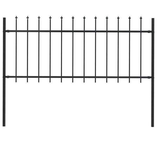 Gartenzaun mit Speerspitzen Stahl 1,7 x 0,8 m Schwarz
