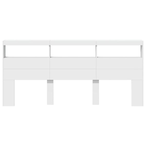 LED-Kopfteil mit Ablagen Weiß 220x17x102 cm