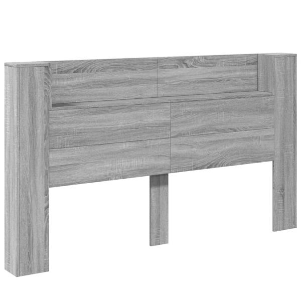 LED-Kopfteil mit Ablage Grau-Sonoma 180x16,5x103,5 cm