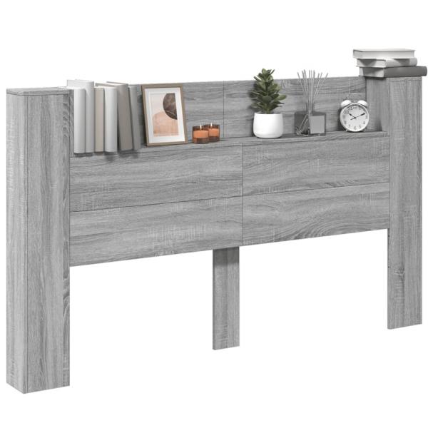 LED-Kopfteil mit Ablage Grau-Sonoma 180x16,5x103,5 cm