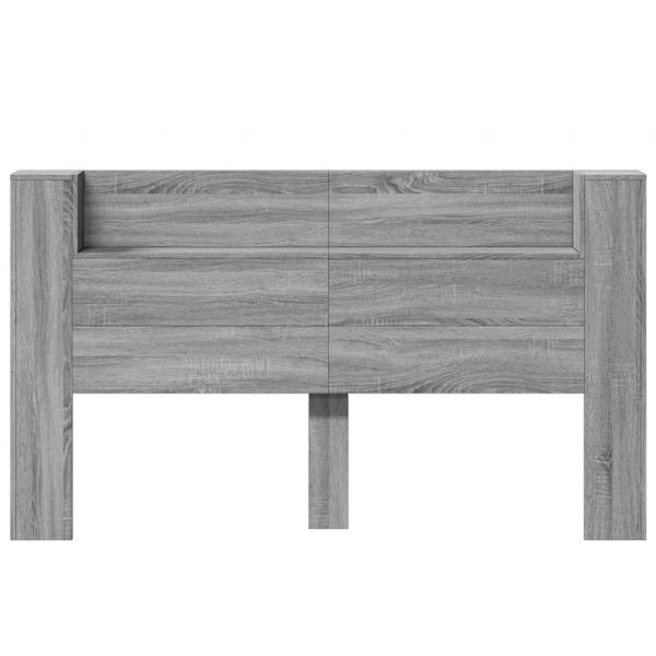 LED-Kopfteil mit Ablage Grau-Sonoma 180x16,5x103,5 cm