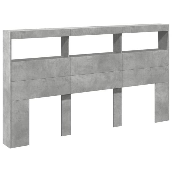 LED-Kopfteil mit Ablage Betongrau 180x17x102 cm