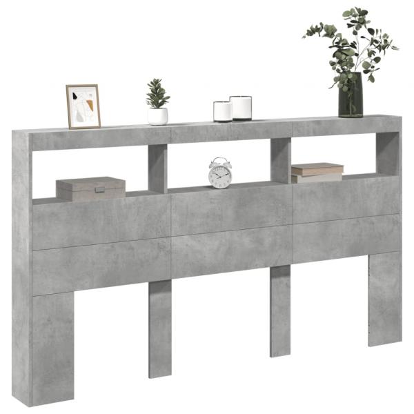 LED-Kopfteil mit Ablage Betongrau 180x17x102 cm