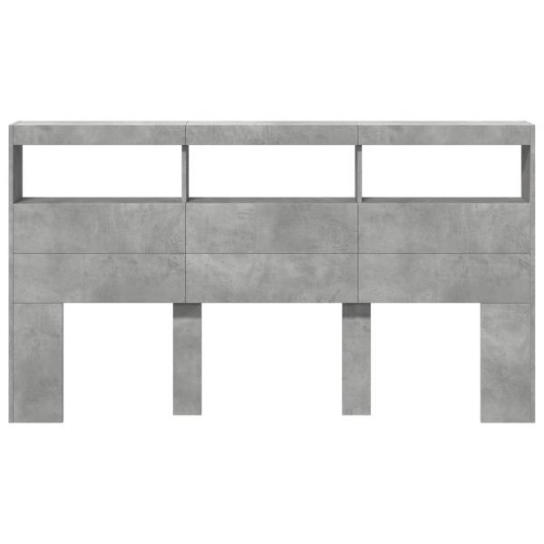 LED-Kopfteil mit Ablage Betongrau 180x17x102 cm