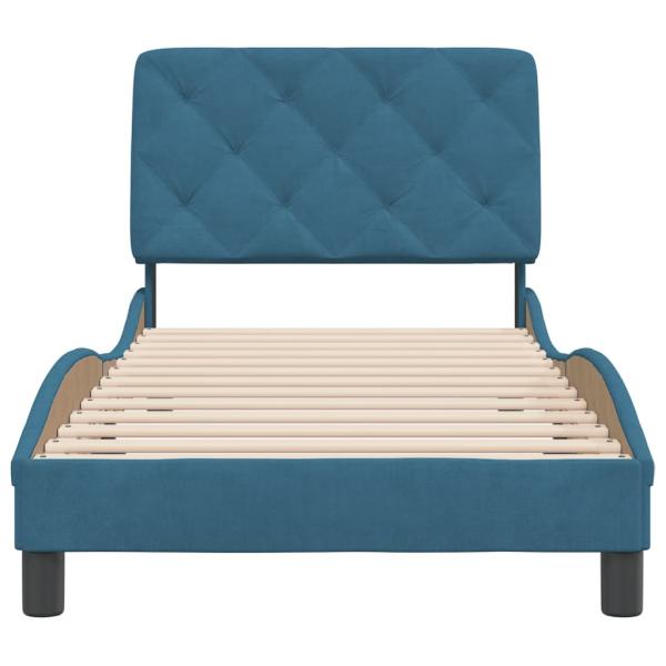 Bettgestell mit Kopfteil Blau 90x190 cm Samt