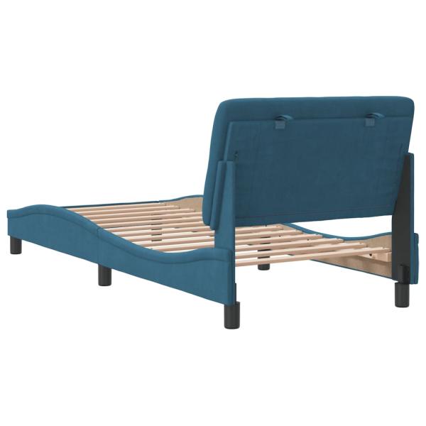 Bettgestell mit Kopfteil Blau 90x190 cm Samt