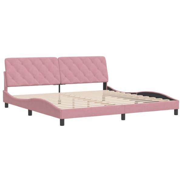 ARDEBO.de - Bettgestell mit Kopfteil Rosa 200x200 cm Samt