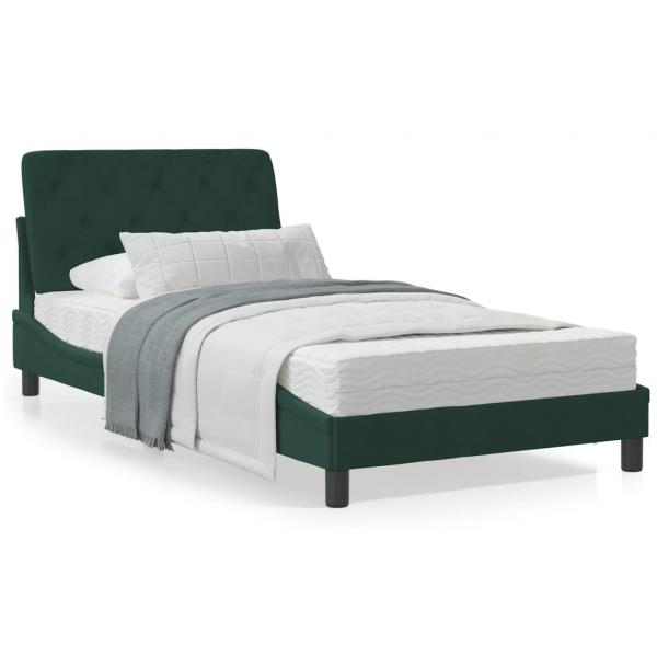 ARDEBO.de - Bett mit Matratze Dunkelgrün 100x200 cm Samt