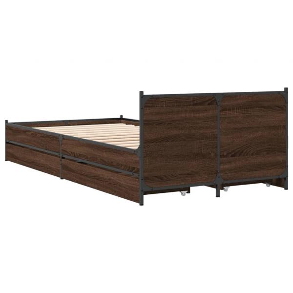 Bettgestell mit Schubladen Braun Eichen-Optik 75x190 cm