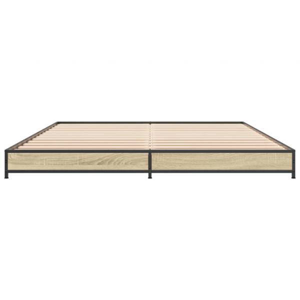 Bettgestell Sonoma-Eiche 135x190 cm Holzwerkstoff und Metall