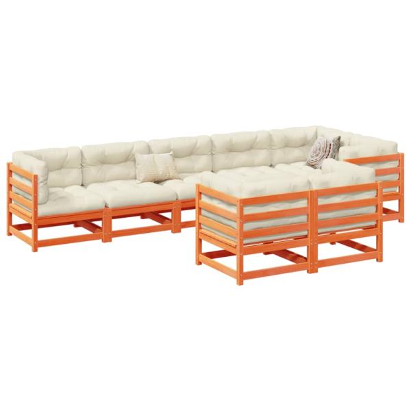 ARDEBO.de - 8-tlg. Garten-Sofagarnitur mit Kissen Wachsbraun Kiefernholz