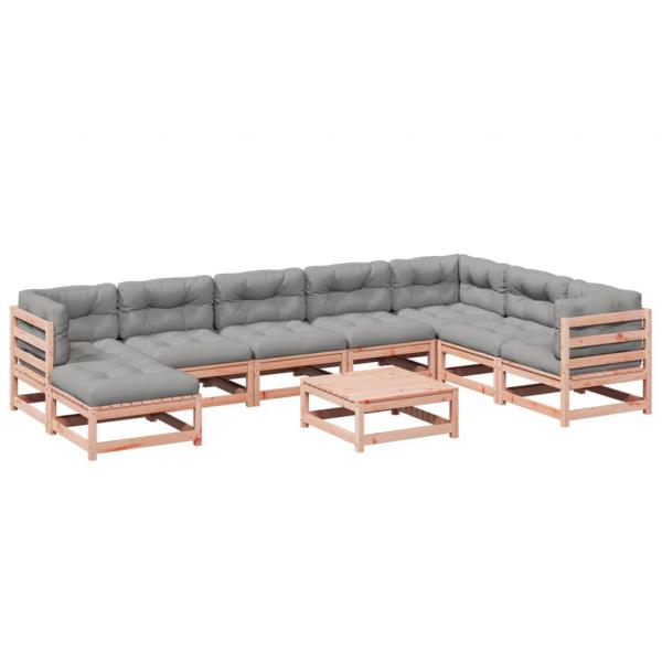 9-tlg. Garten-Sofagarnitur mit Kissen Massivholz Douglasie