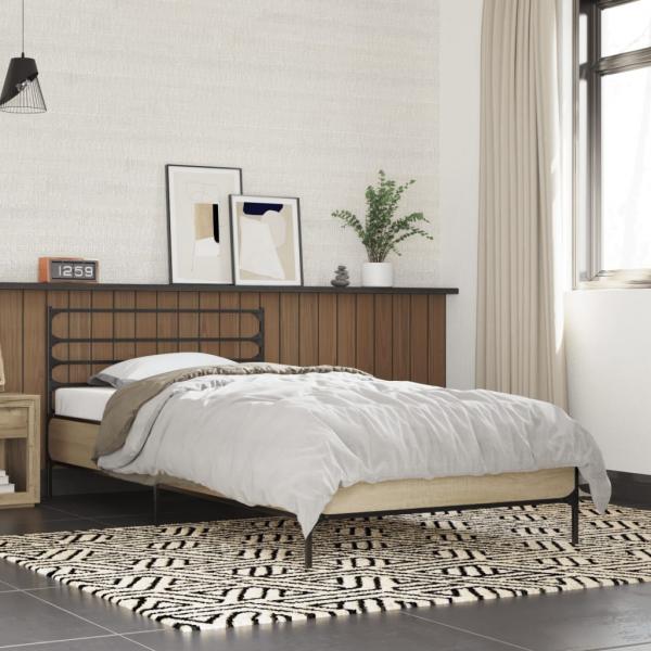 ARDEBO.de - Bettgestell Sonoma-Eiche 90x200 cm Holzwerkstoff und Metall